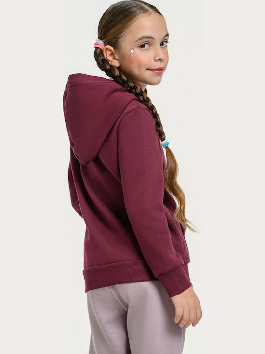 Fleece Kids Sweatshirt with Hood and Pockets Burgundy
