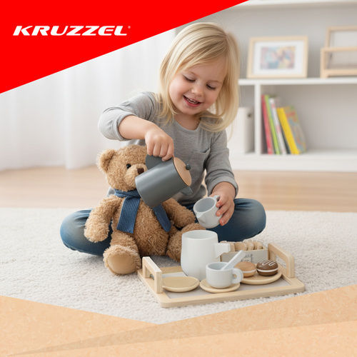 Kruzzel Παιχνίδι Σετ Τσαγιού από Ξύλο για 3+ Ετών 16τμχ