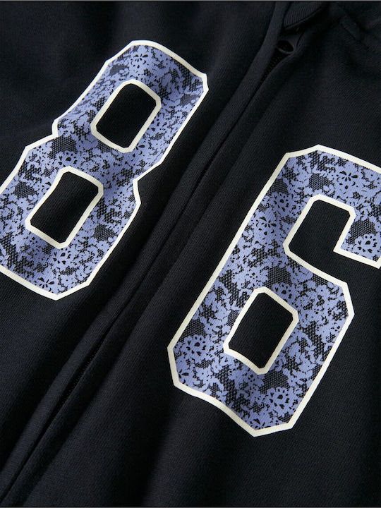 Kids Sweatshirt Cardigan Cotton Black