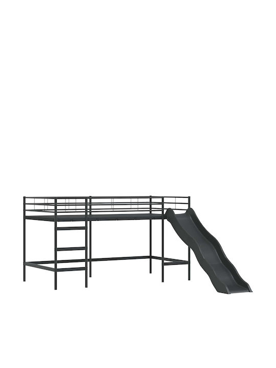 Pat Pentru Copii Single Negru Pentru Saltea 100x201cm
