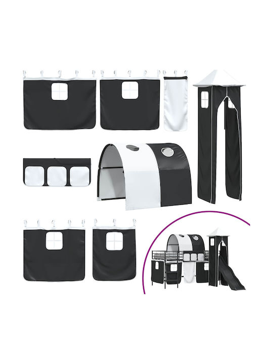 Kinderbett Einzel Schwarz für Matratze 80x201cm