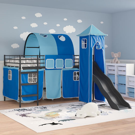 Kinderbett Einzel mit Schiebebett Schwarz für Matratze 100x201cm
