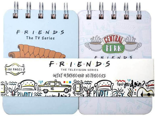 Blue Sky Studios Friends Set 2 Notepad Spiral 100 Sheets A7 with Blank Pages Blue
