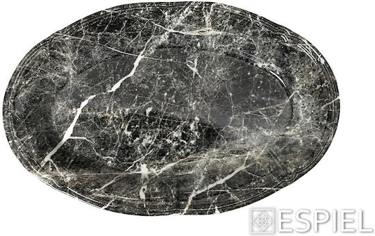 Espiel Marble Πιατέλα Σερβιρίσματος Οβάλ Κεραμική Μαύρη 34x22εκ. 2τμχ