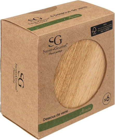Atmosphera Round Coaster Wooden with Stand Brown 10cm 6pcs Atmosphera Round Coaster Wooden with Stand Brown 10cm 6pcs