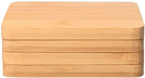 Estia Bamboo Essentials Σουβέρ Ξύλινο με Βάση Μπεζ 11x11cm 5τμχ