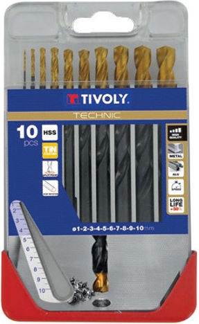 Set Burghie Din 338 Acoperite Cu Titan HSS 1-10 Mm X 1 0 Mm 10 Bucăți