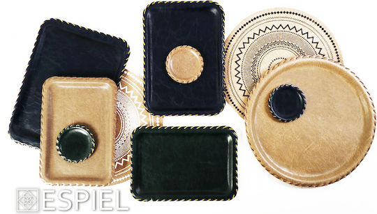 Espiel Round Coaster made of Leatherette Blue 10.5cm 3pcs