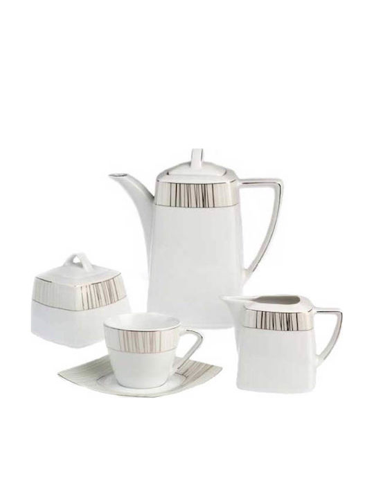 Cryspo Trio Linette Σετ Φλιτζάνια Καφέ από Πορσελάνη Λευκά 100ml 6τμχ