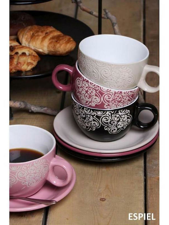 Espiel Vienna Σετ Φλιτζάνια Cappuccino από Πορσελάνη Ροζ 280ml 6τμχ