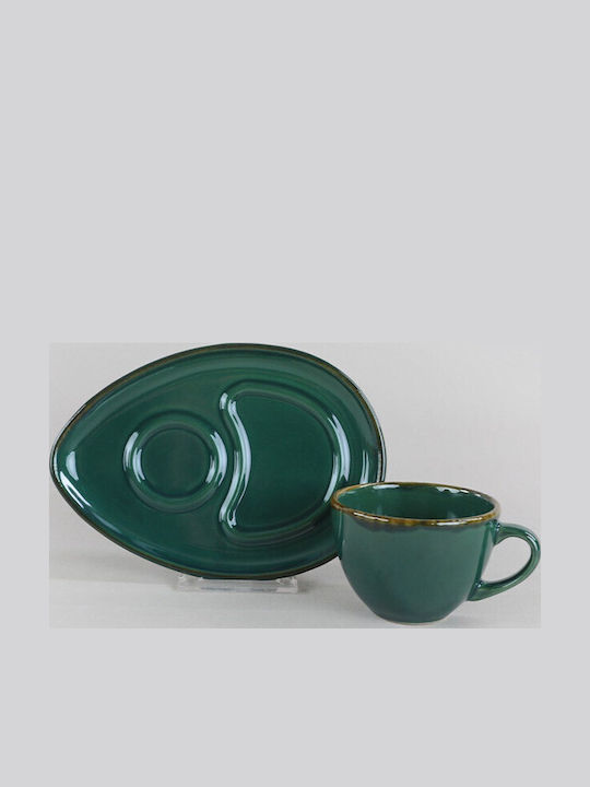 Set Tassen Kaffee Keramik Grün 215ml 2Stück