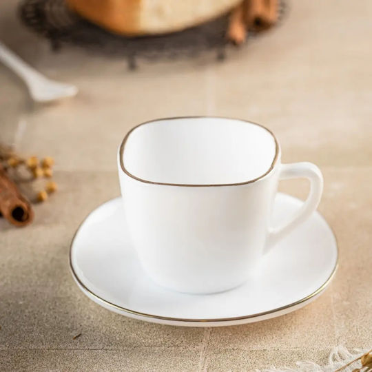 KING Hoff Set Tassen Kaffee Glas Braun 220ml 12Stück