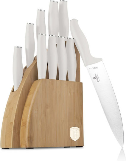 Berlinger Haus Sahara Messer Set mit Sockel aus Rostfreiem Stahl Weiß 10 Stück
