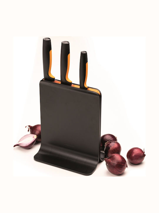Fiskars Σετ Μαχαίρια με Βάση από Ανοξείδωτο Ατσάλι 3τμχ