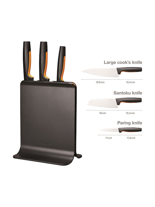 Fiskars Σετ Μαχαίρια με Βάση από Ανοξείδωτο Ατσάλι 3τμχ