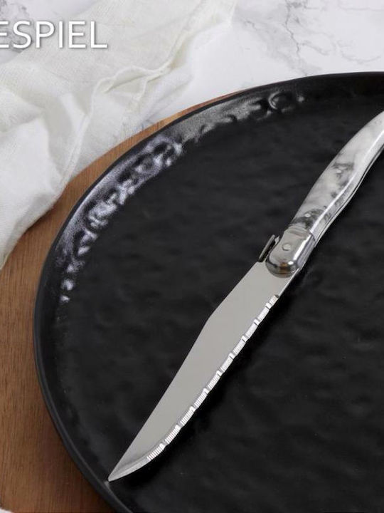 Espiel with White Handle Knives Steak from Stainless Steel 23cm 6pcs