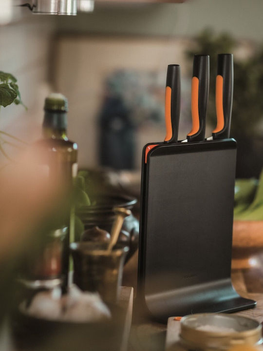 Fiskars Σετ Μαχαίρια με Βάση από Ανοξείδωτο Ατσάλι 3τμχ
