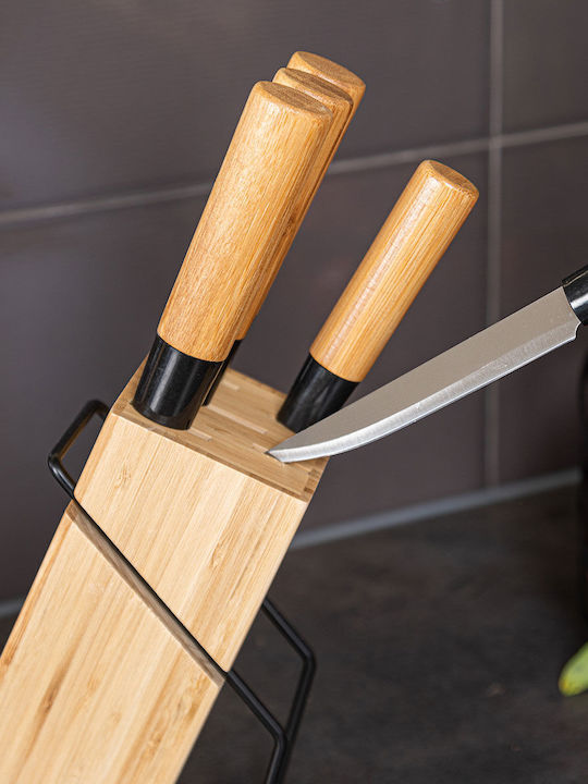 Estia Bamboo Essentials Σετ Μαχαίρια με Βάση από Ανοξείδωτο Ατσάλι 6τμχ
