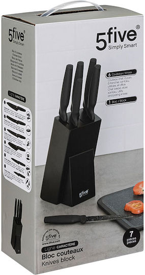 5Five Fv Caractere Knife Set with Base Made of Stainless Steel 20cm 7 Pieces