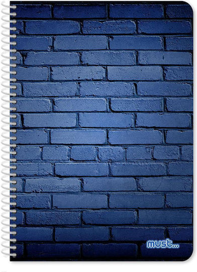 Must Team Spiral Notebook Ruled B5 150 Sheets 5 Subjects Bricks 1pcs (Μiscellaneous Designs/Colors)