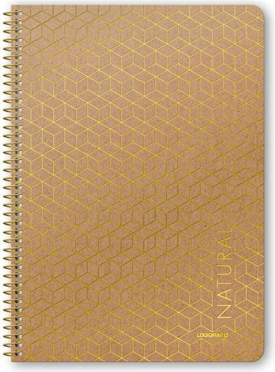 Logigraf Spiral Notebook Ruled A4 120 Sheets 4 Subjects Natural 1pcs (Μiscellaneous colours)