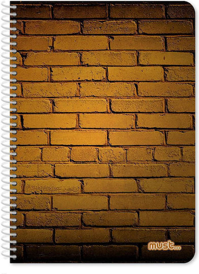 Must Team Spiral Notebook Ruled B5 150 Sheets 5 Subjects Bricks 1pcs (Μiscellaneous Designs/Colors)