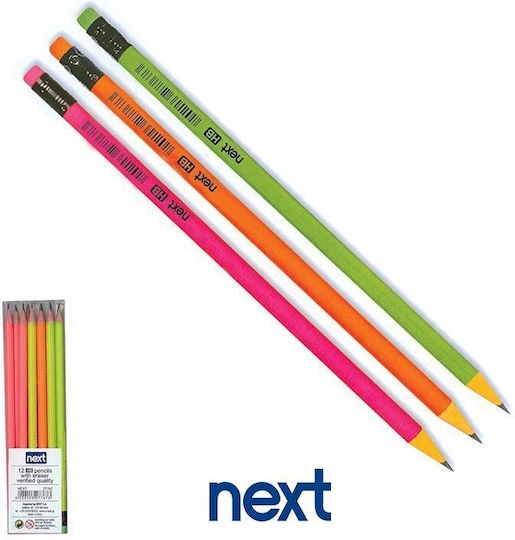 Next Pencil HB Set with Eraser 12pcs (Μiscellaneous colours)