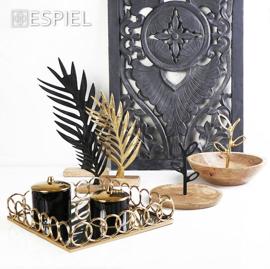 Espiel Set of Ceramic Vases Black and Gold Diameter 10xHeight 9cm 4 Pieces