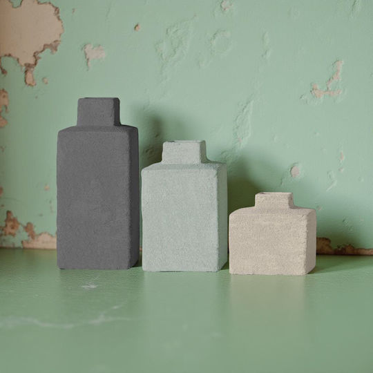 Espiel Set Decorative Ceramic Grey Vases Φ10xH22.3cm 3 Pieces