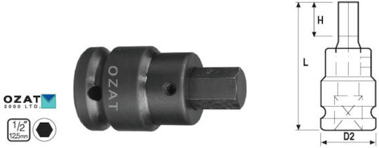 Impact 1/2'' Socket Head 18mm External Hex Profile