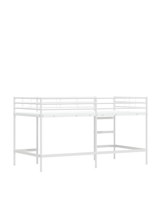 Pat Pentru Copii Loft Bed Single Alb Pentru Saltea 80x201cm