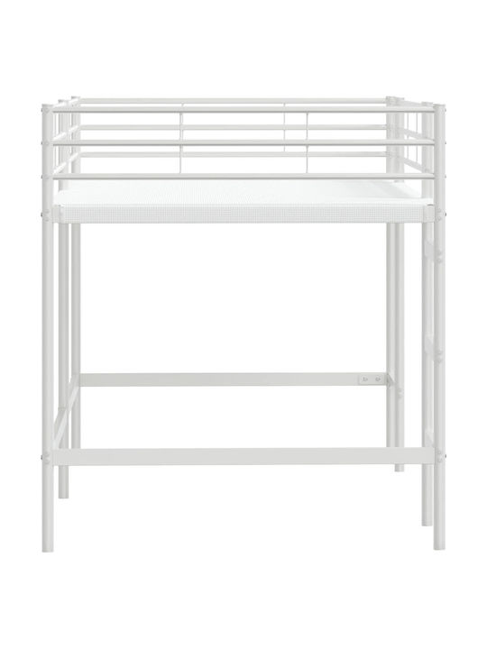 Pat Pentru Copii Loft Bed Single Alb Pentru Saltea 80x201cm