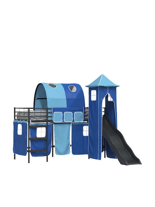 Kids Bed Loft Bed Single Black for Mattress 90x190cm