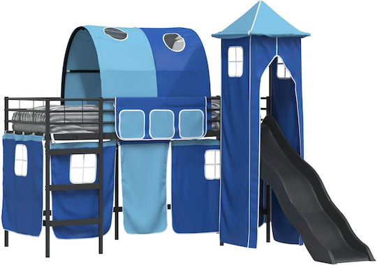 Kinderbett Hochbett Einzeln Schwarz für Matratze 90x190cm