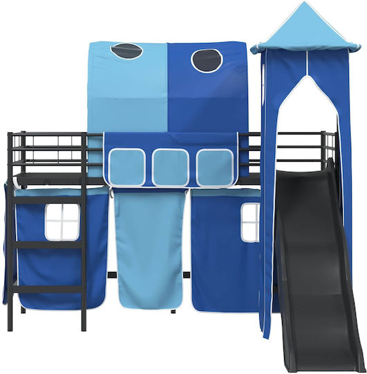 Kinderbett Hochbett Einzeln Schwarz für Matratze 90x190cm