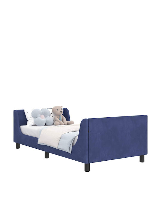 Pat Pentru Copii Single Albastru Pentru Saltea 86x205cm