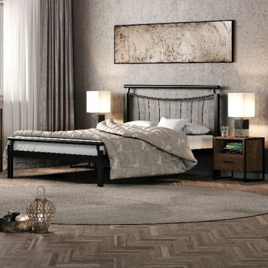 Χάρις Bett mit Stoff Schwarz für Matratzengröße 160x200cm