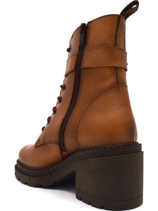 Leder Stiefeletten Damen Tabac Braun