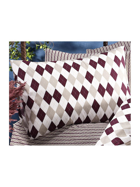 Dimcol Sheet Sets Queen Flannel 220x240cm. Diamond 326 Burgundy 4pcs