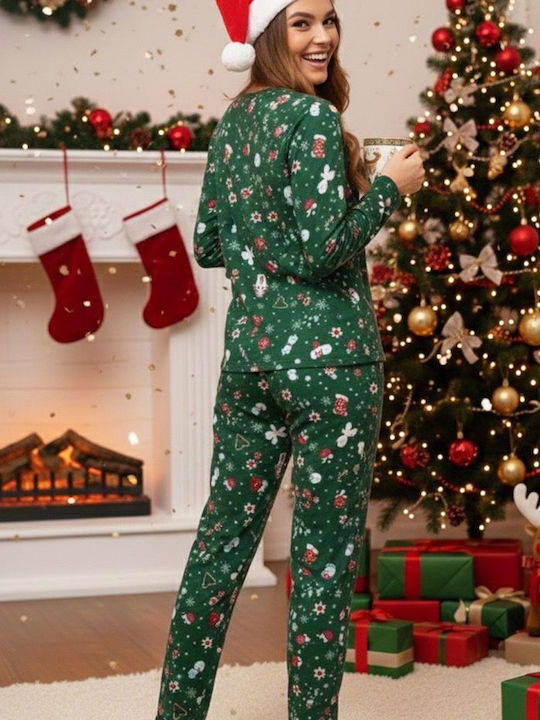 Siyah Inci Winter Women's Pyjama Set Jolly Green, Green