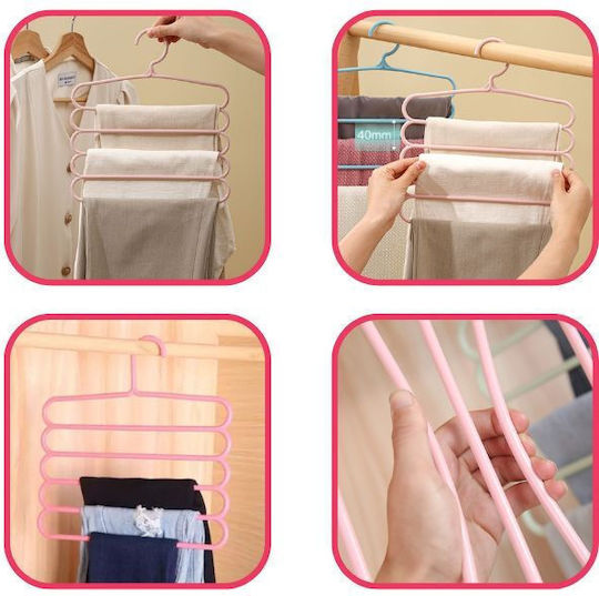 Umeraș pentru Dulap pentru pantaloni Plastic Roz 4buc