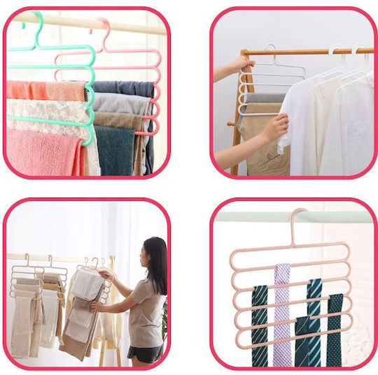 Umeraș pentru Dulap pentru pantaloni Plastic Roz 4buc