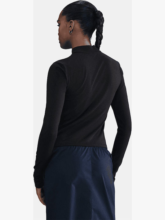 Damen Bluse Baumwolle Langärmelig Schwarze