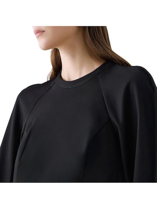 Women's Crop Top Long Sleeve with Zipper Black