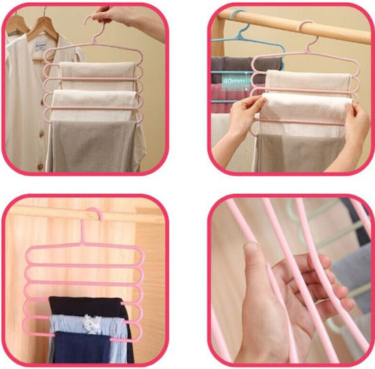Umeraș pentru Dulap pentru pantaloni Plastic Roz 24buc
