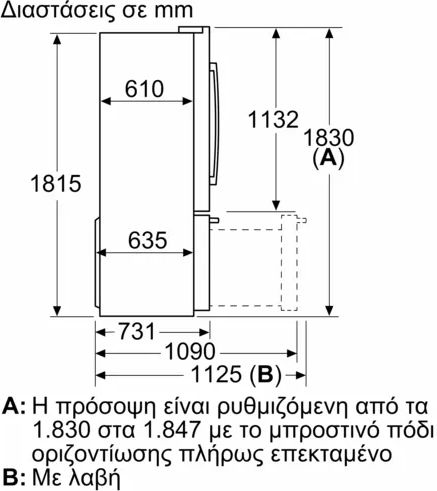 Bosch Side-by-Side Kühlschrank 573Es Total NoFrost H183xB90.5xT70.6cm. Inox KFF96PIEP
