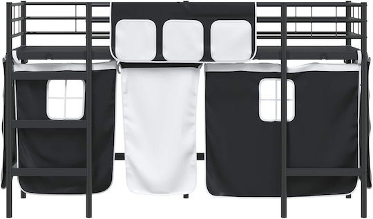 Kinderbett Hochbett Semi-Doppel Schwarz für Matratze 116.5x196cm