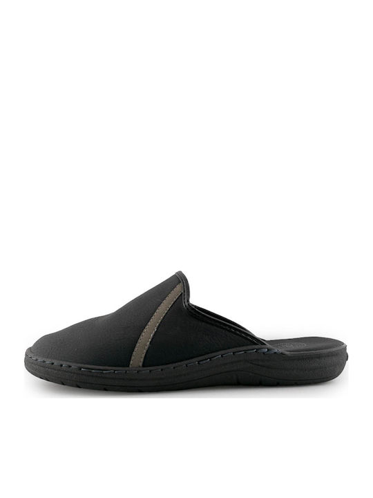 Men's Leather Slippers Black