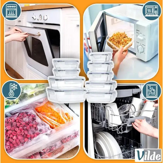 Vilde Set of Glass Lunch Containers Transparent 9 Pieces