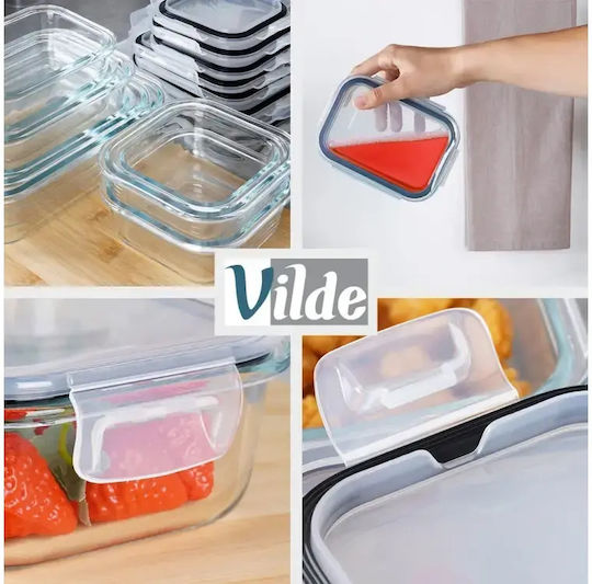 Vilde Set of Glass Lunch Containers Transparent 9 Pieces